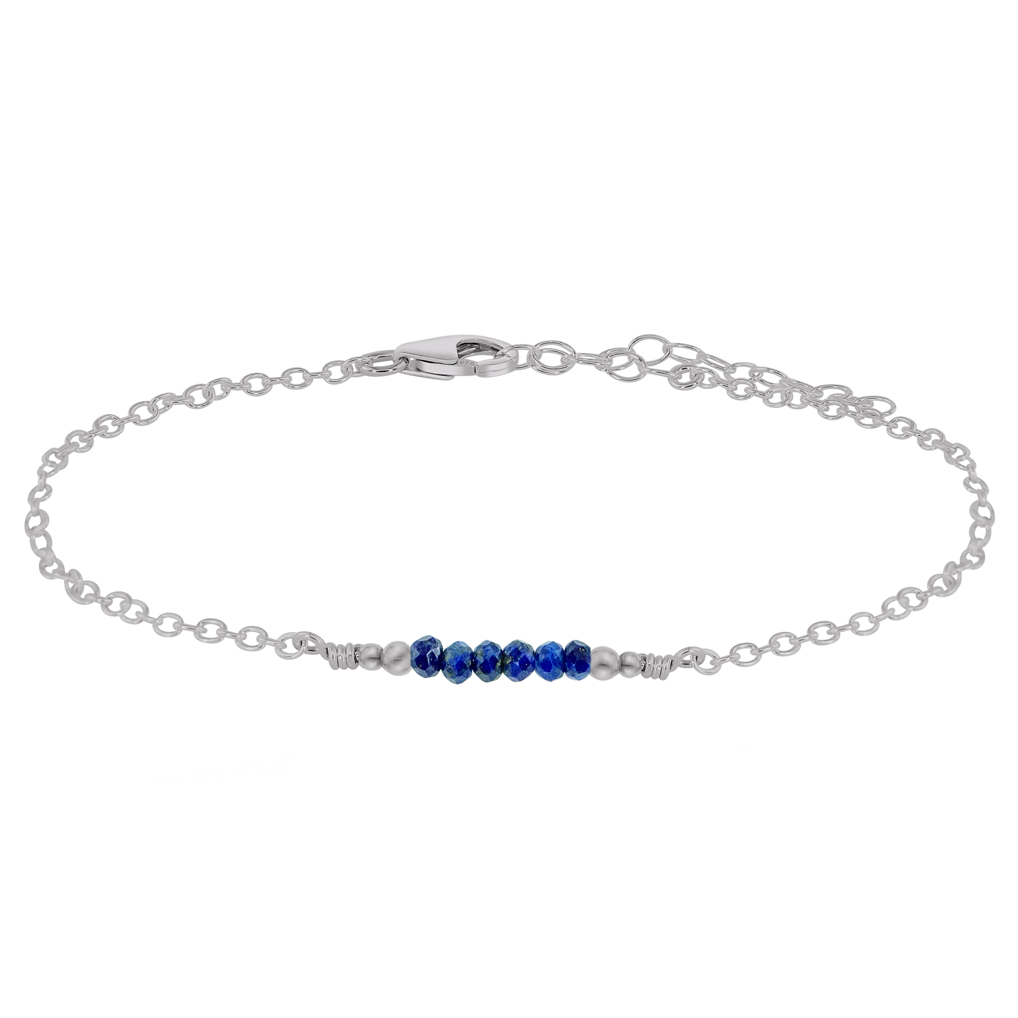 Sparkling Lapis Lazuli Gemstone Faceted Bead Bar Anklet