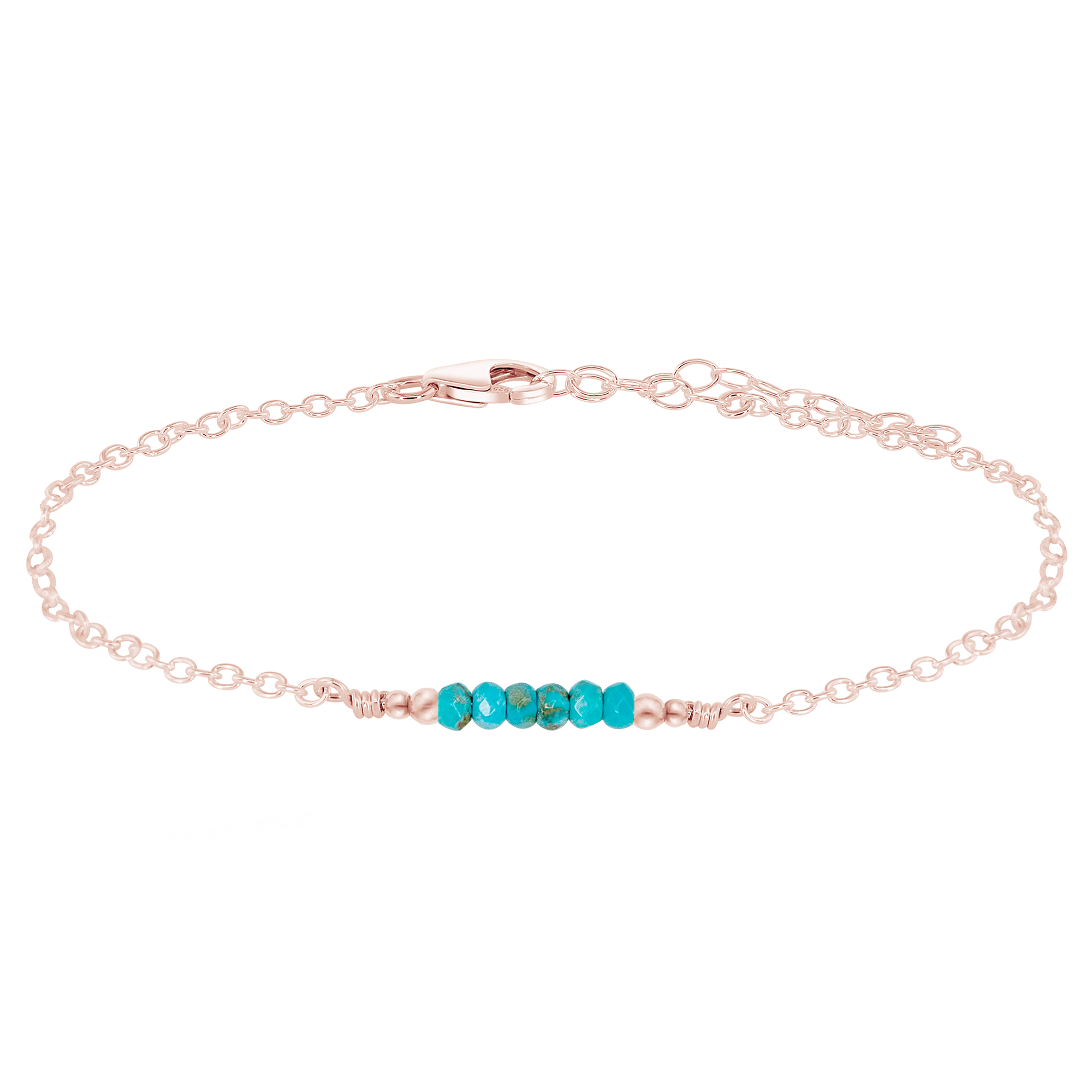 Sparkling Turquoise Gemstone Faceted Bead Bar Anklet