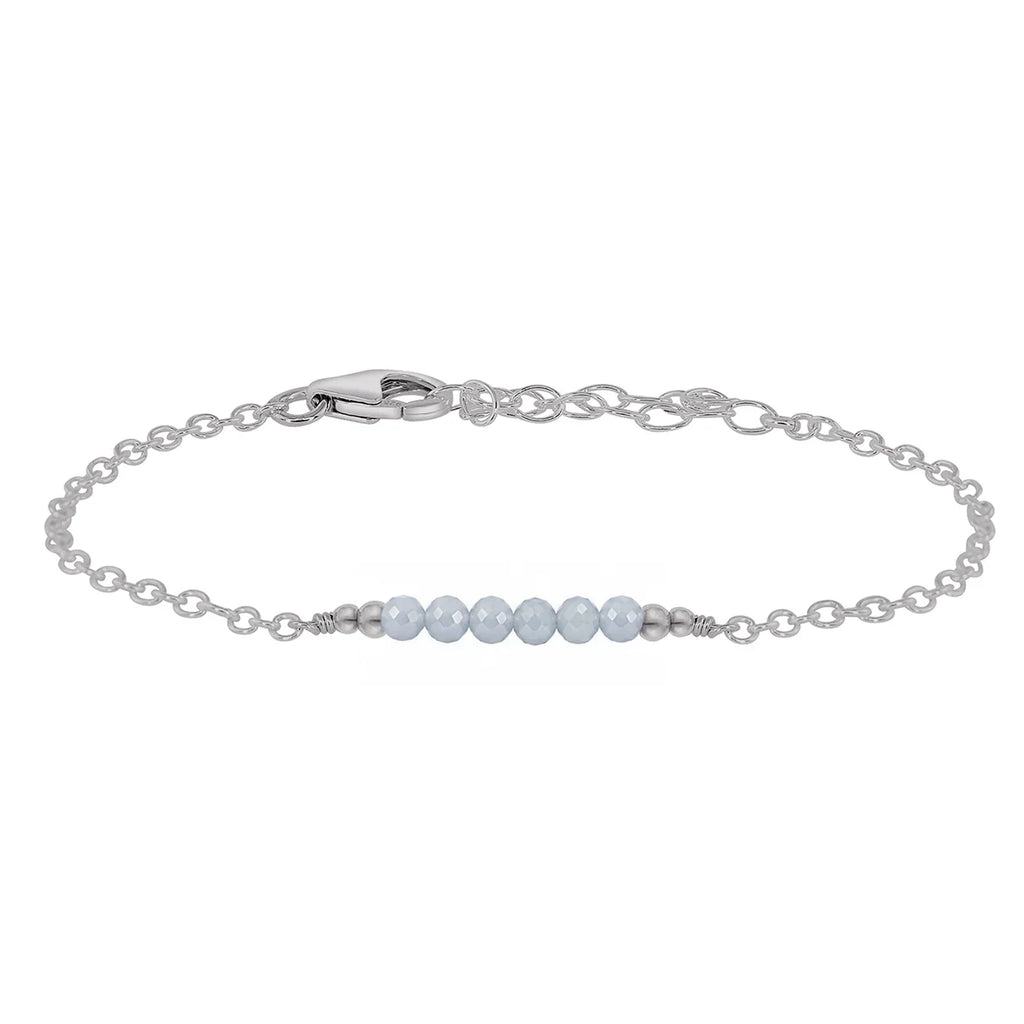 Sparkling Angelite Gemstone Faceted Bead Bar Bracelet