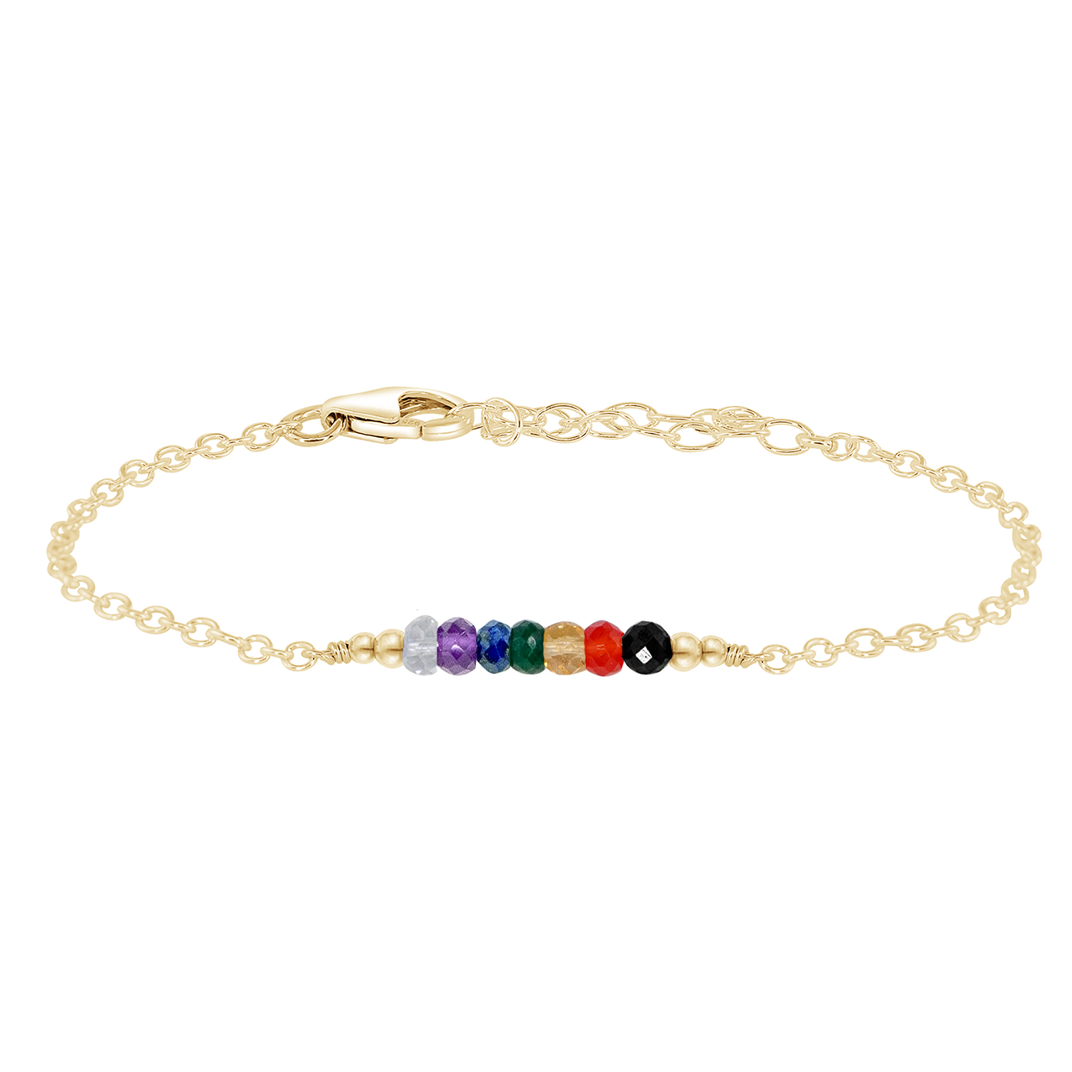 Sparkling Chakra Crystals Faceted Bead Bar Bracelet