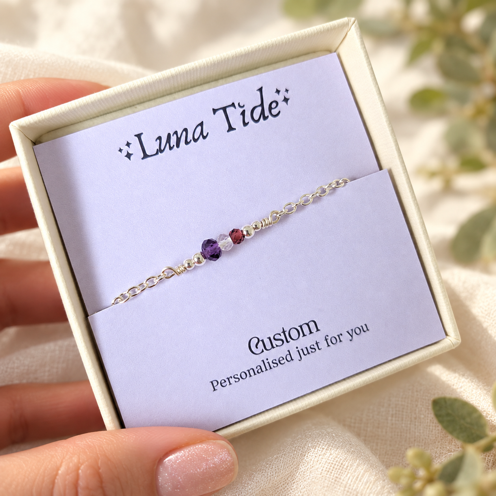 Custom Sparkling Gemstone Faceted Bead Bar Bracelet