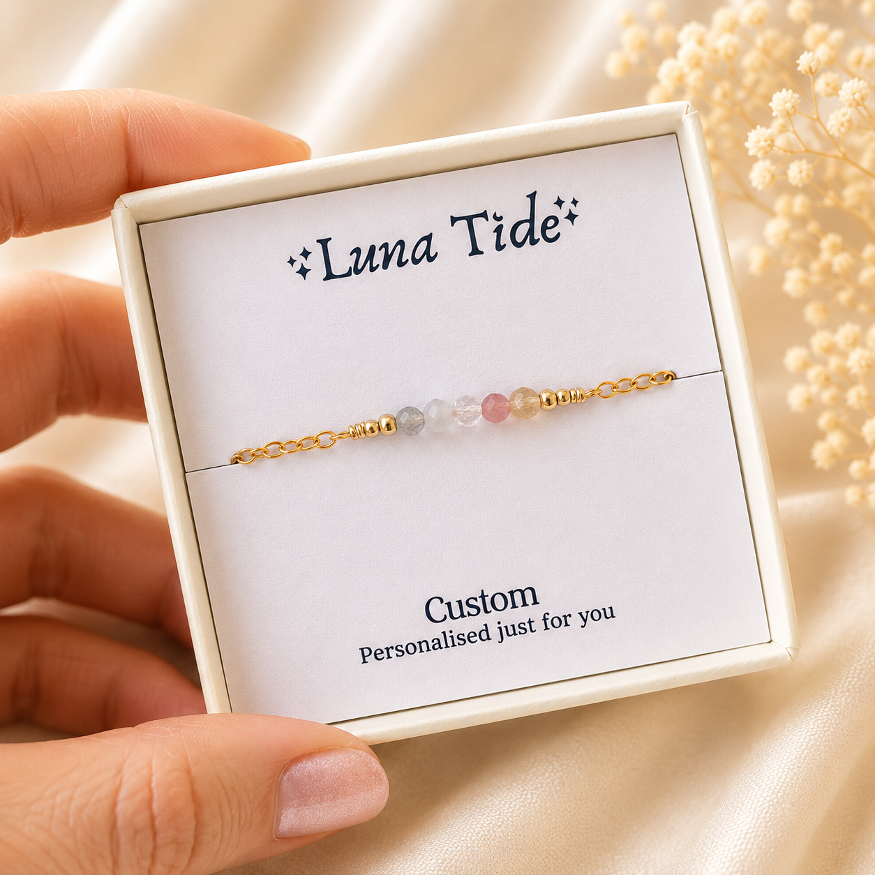Custom Sparkling Gemstone Faceted Bead Bar Bracelet