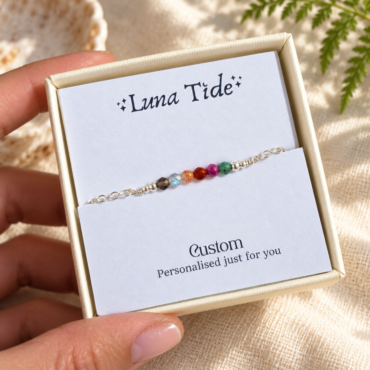 Custom Sparkling Gemstone Faceted Bead Bar Bracelet