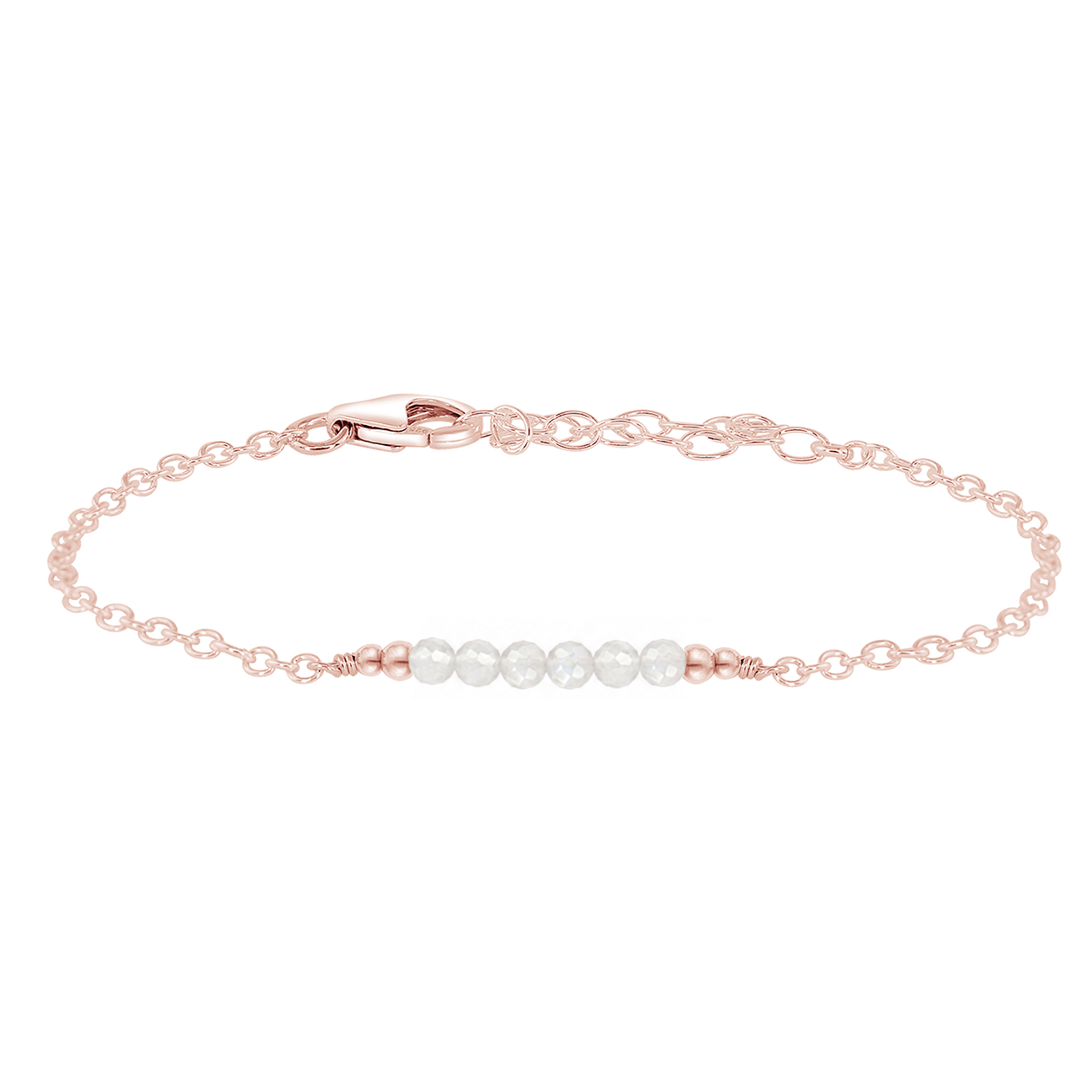 Sparkling White Moonstone Gemstone Faceted Bead Bar Bracelet