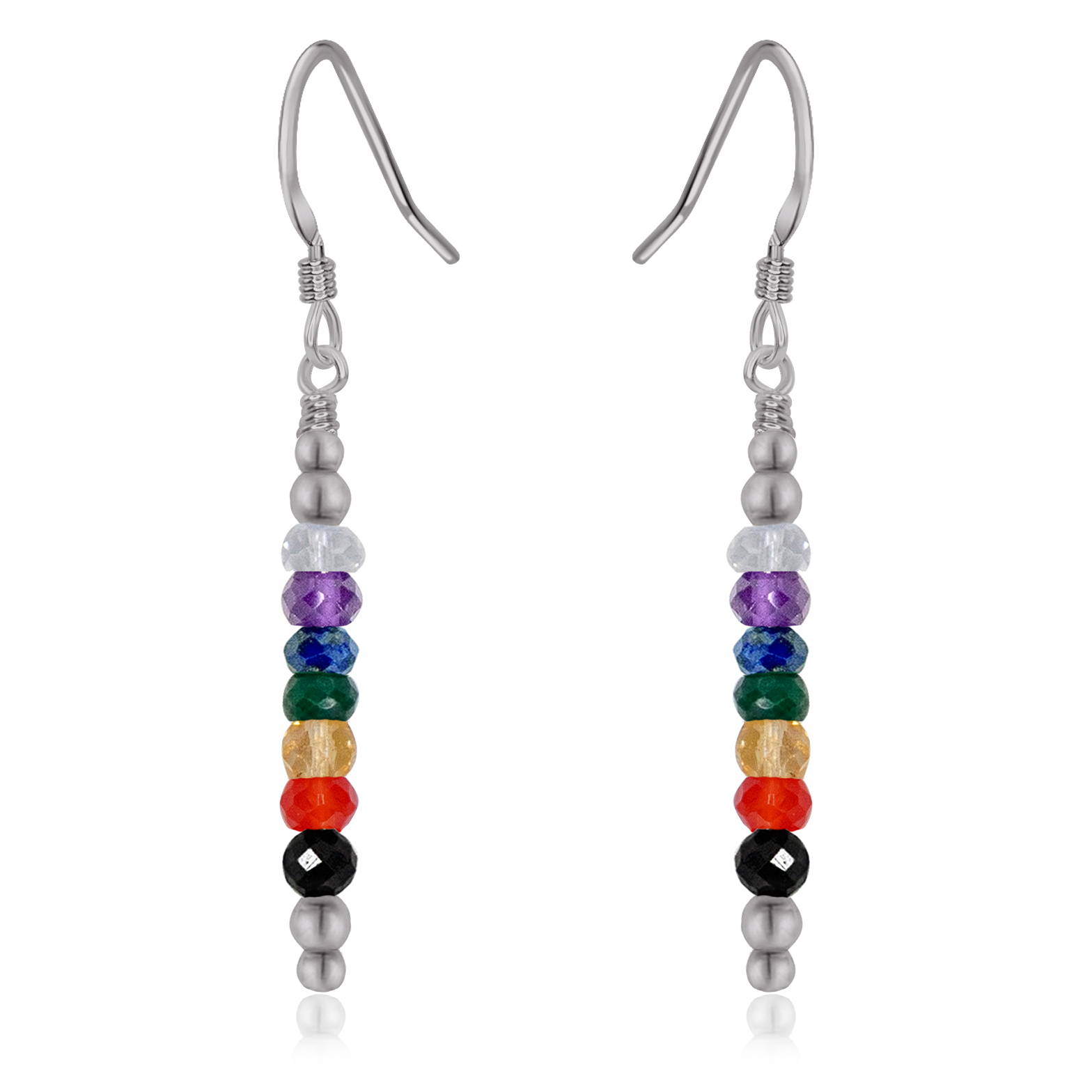 Chakra Energy Crystal Bar Dangle Earrings