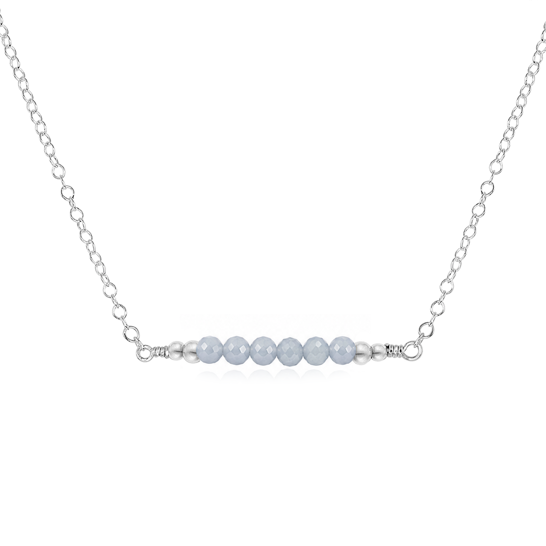 Sparkling Angelite Faceted Bead Bar Necklace
