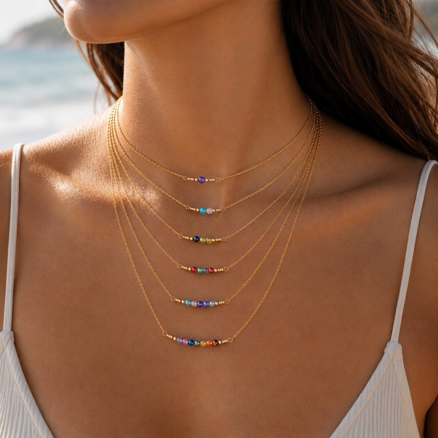 Custom Sparkling Gemstone Faceted Bead Bar Necklace