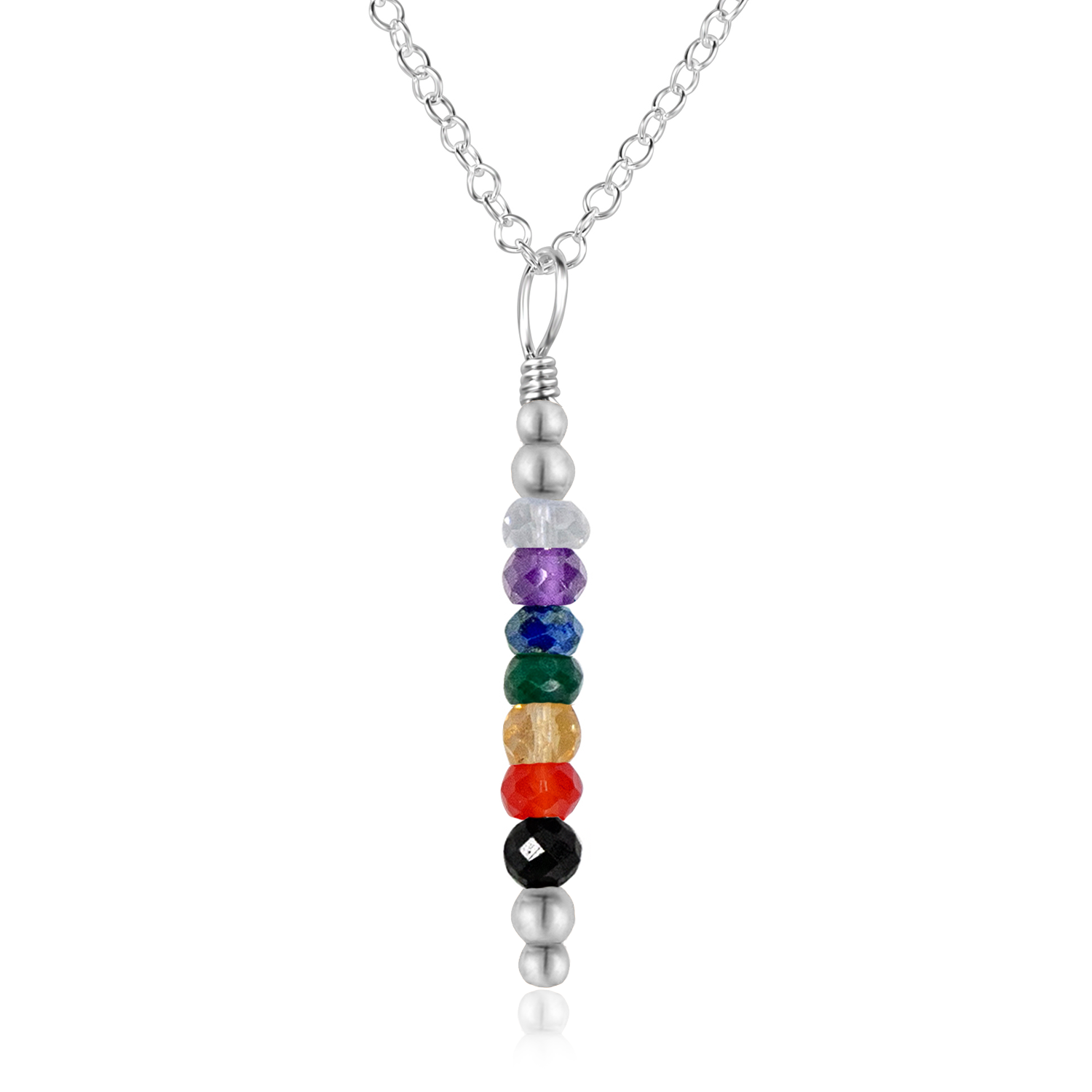 Chakra Energy Crystal Bar Pendant Necklace