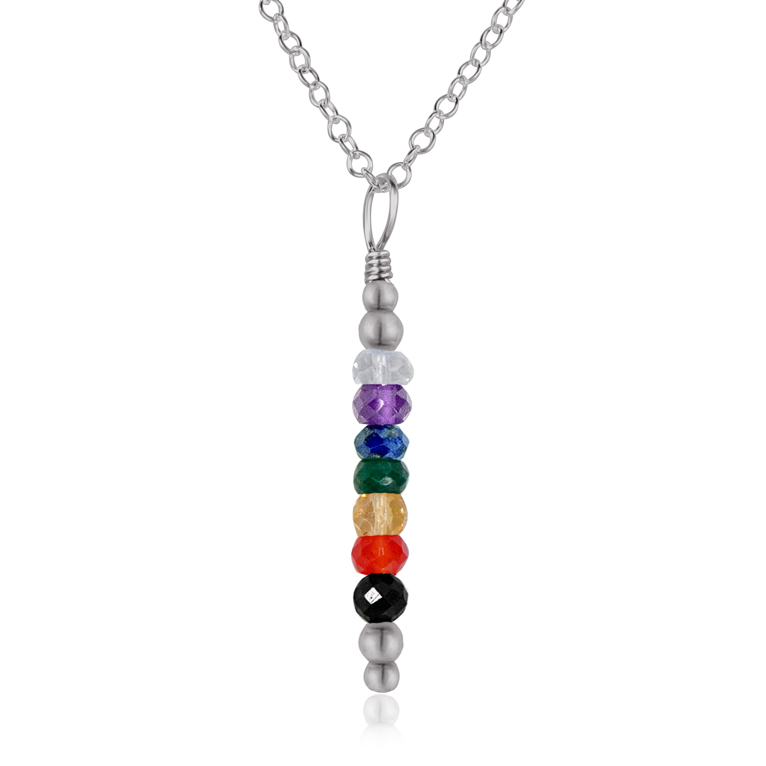 Chakra Energy Crystal Bar Pendant Necklace