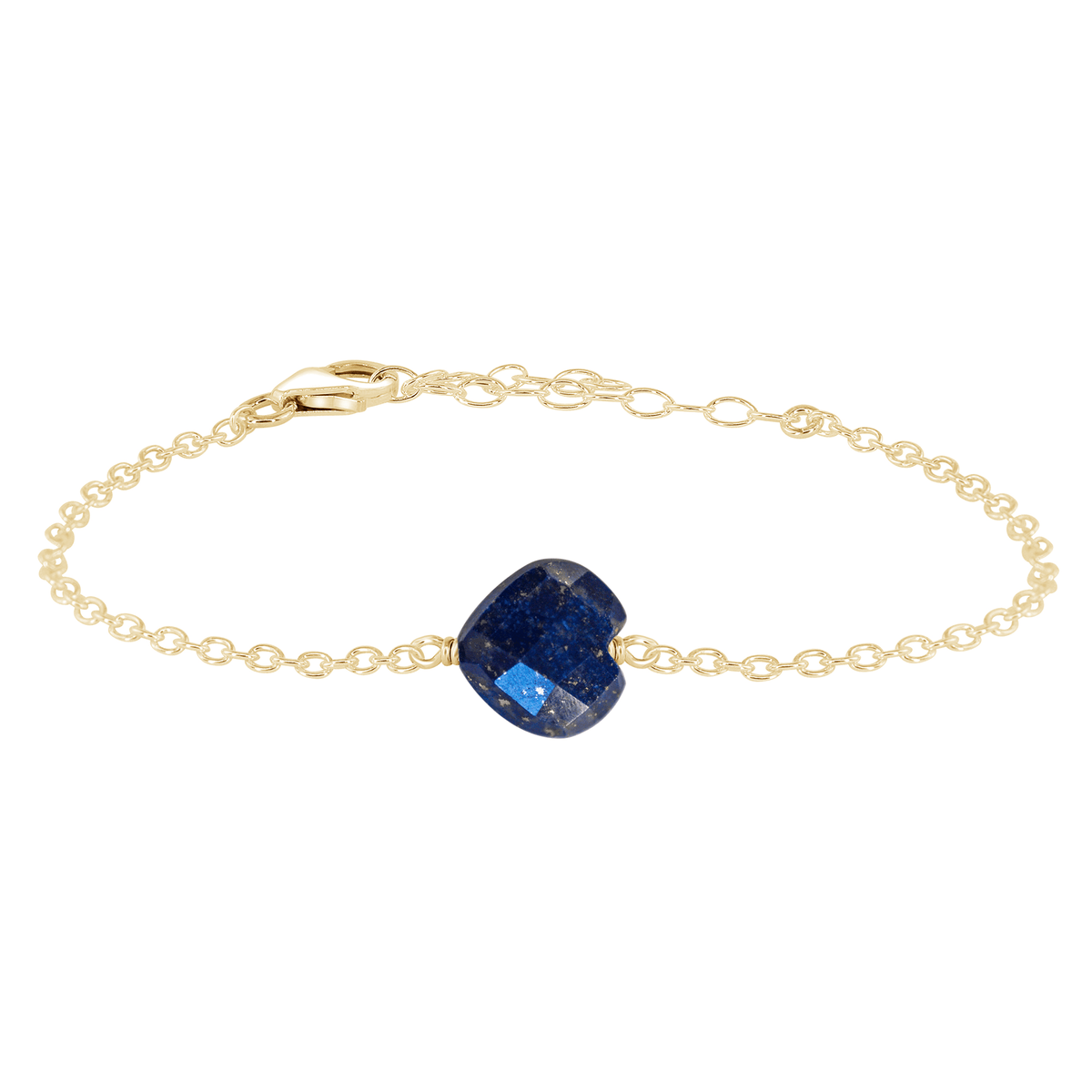 Lapis Lazuli Crystal Heart Bracelet - Lapis Lazuli Crystal Heart Bracelet - 14k Gold Fill - Luna Tide Handmade Crystal Jewellery