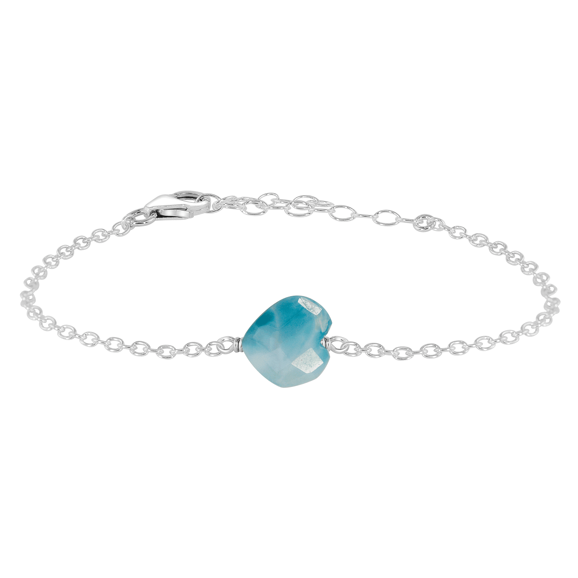Larimar Crystal Heart Bracelet - Larimar Crystal Heart Bracelet - Sterling Silver - Luna Tide Handmade Crystal Jewellery