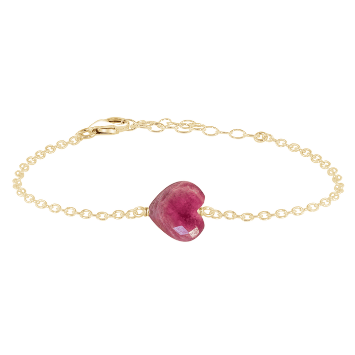 Ruby Crystal Heart Bracelet - Ruby Crystal Heart Bracelet - 14k Gold Fill - Luna Tide Handmade Crystal Jewellery