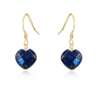 Lapis Lazuli Crystal Heart Dangle Earrings - Lapis Lazuli Crystal Heart Dangle Earrings - 14k Gold Fill - Luna Tide Handmade Crystal Jewellery