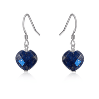 Lapis Lazuli Crystal Heart Dangle Earrings - Lapis Lazuli Crystal Heart Dangle Earrings - Stainless Steel - Luna Tide Handmade Crystal Jewellery