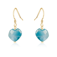 Larimar Crystal Heart Dangle Earrings - Larimar Crystal Heart Dangle Earrings - 14k Gold Fill - Luna Tide Handmade Crystal Jewellery