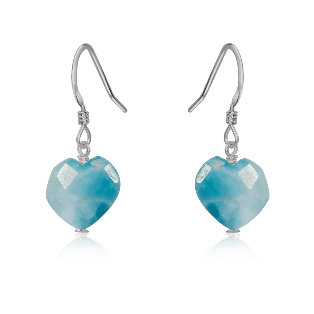 Larimar Crystal Heart Dangle Earrings - Larimar Crystal Heart Dangle Earrings - Stainless Steel - Luna Tide Handmade Crystal Jewellery