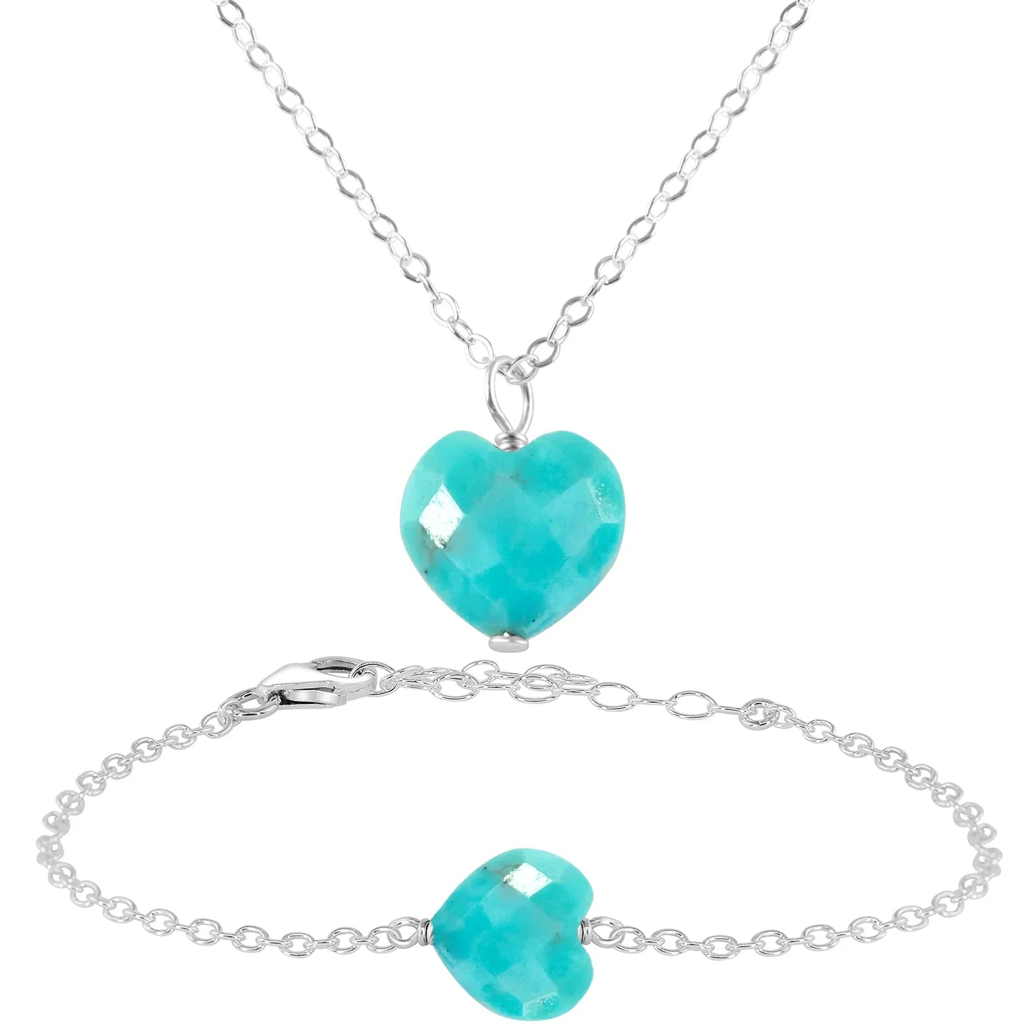 Turquoise Crystal Heart Jewellery Set