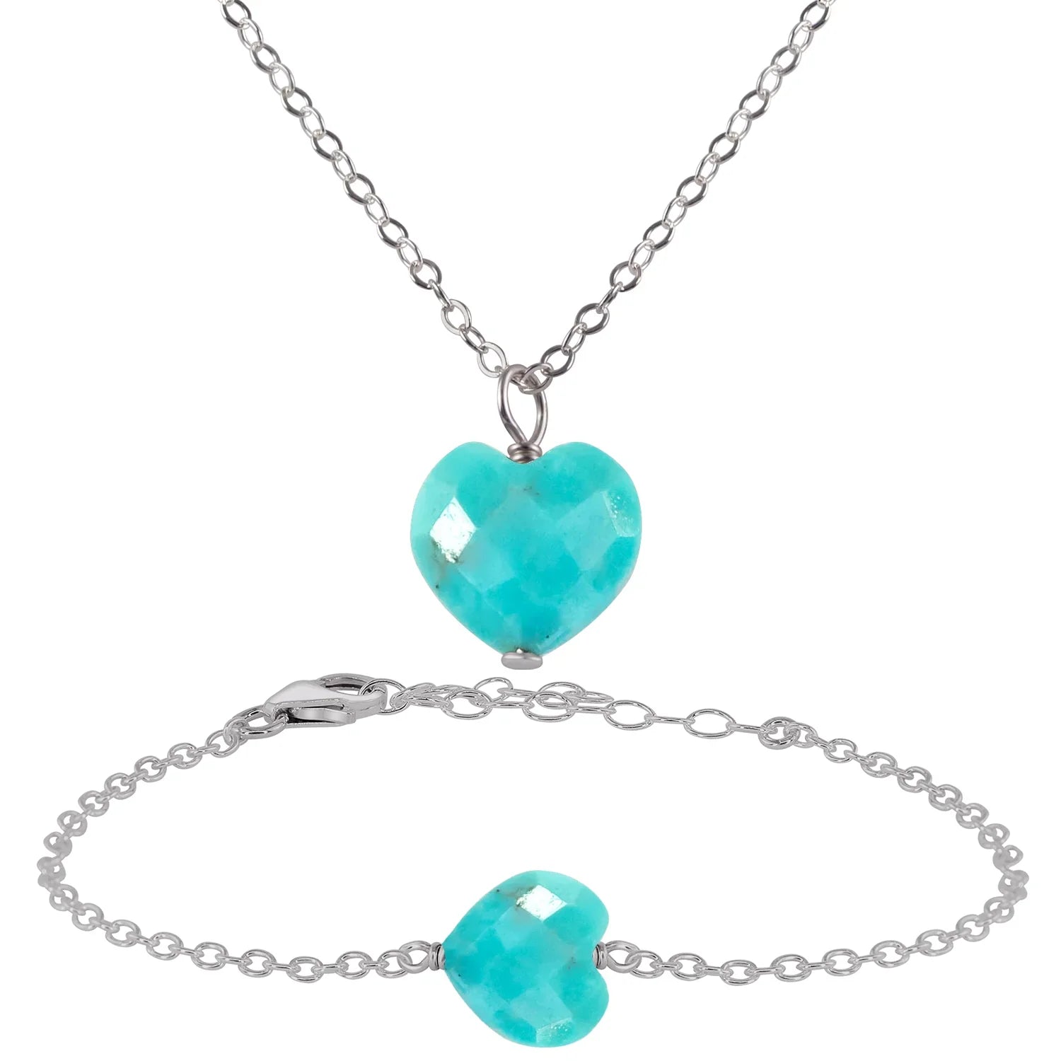Turquoise Crystal Heart Jewellery Set