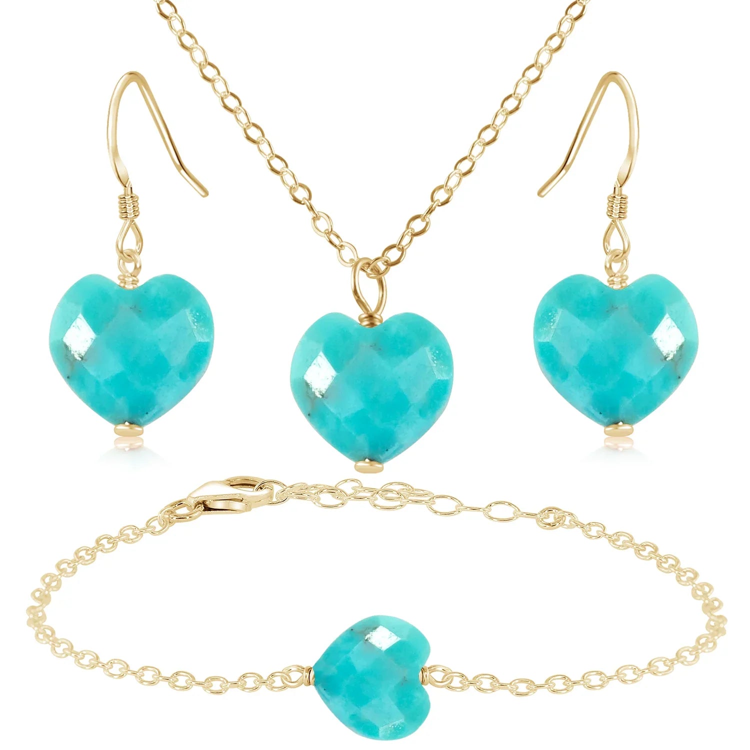Turquoise Crystal Heart Jewellery Set