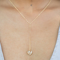 Citrine Crystal Heart Lariat Necklace - Citrine Crystal Heart Lariat Necklace - 14k Gold Fill - Luna Tide Handmade Crystal Jewellery