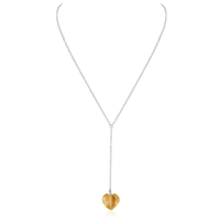 Citrine Crystal Heart Lariat Necklace - Citrine Crystal Heart Lariat Necklace - Sterling Silver - Luna Tide Handmade Crystal Jewellery