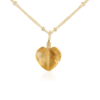 Citrine Crystal Heart Pendant Necklace - Citrine Crystal Heart Pendant Necklace - 14k Gold Fill / Satellite - Luna Tide Handmade Crystal Jewellery