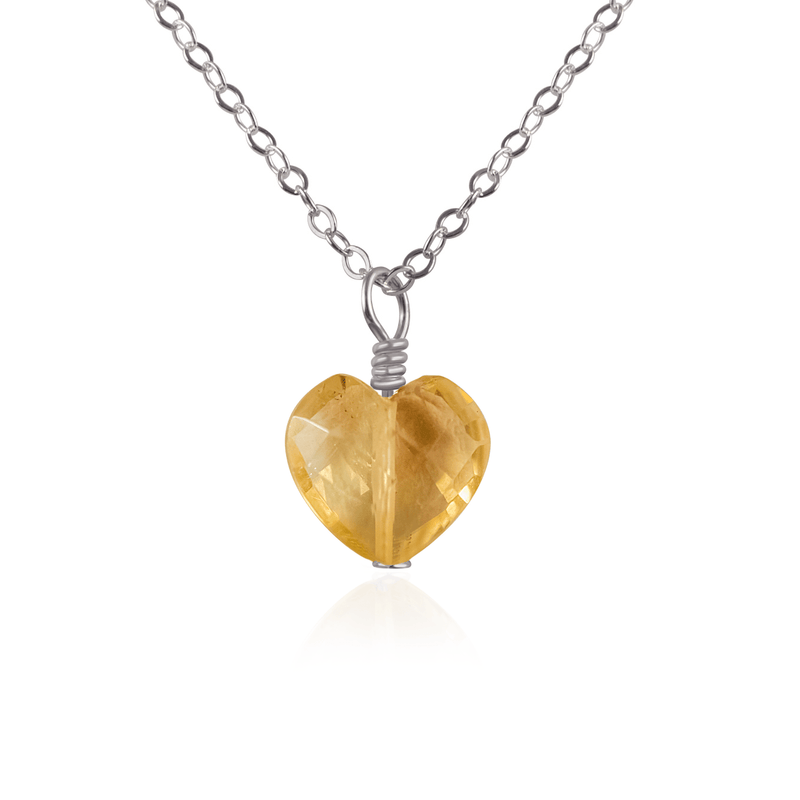 Citrine Crystal Heart Pendant Necklace - Citrine Crystal Heart Pendant Necklace - Stainless Steel / Cable - Luna Tide Handmade Crystal Jewellery