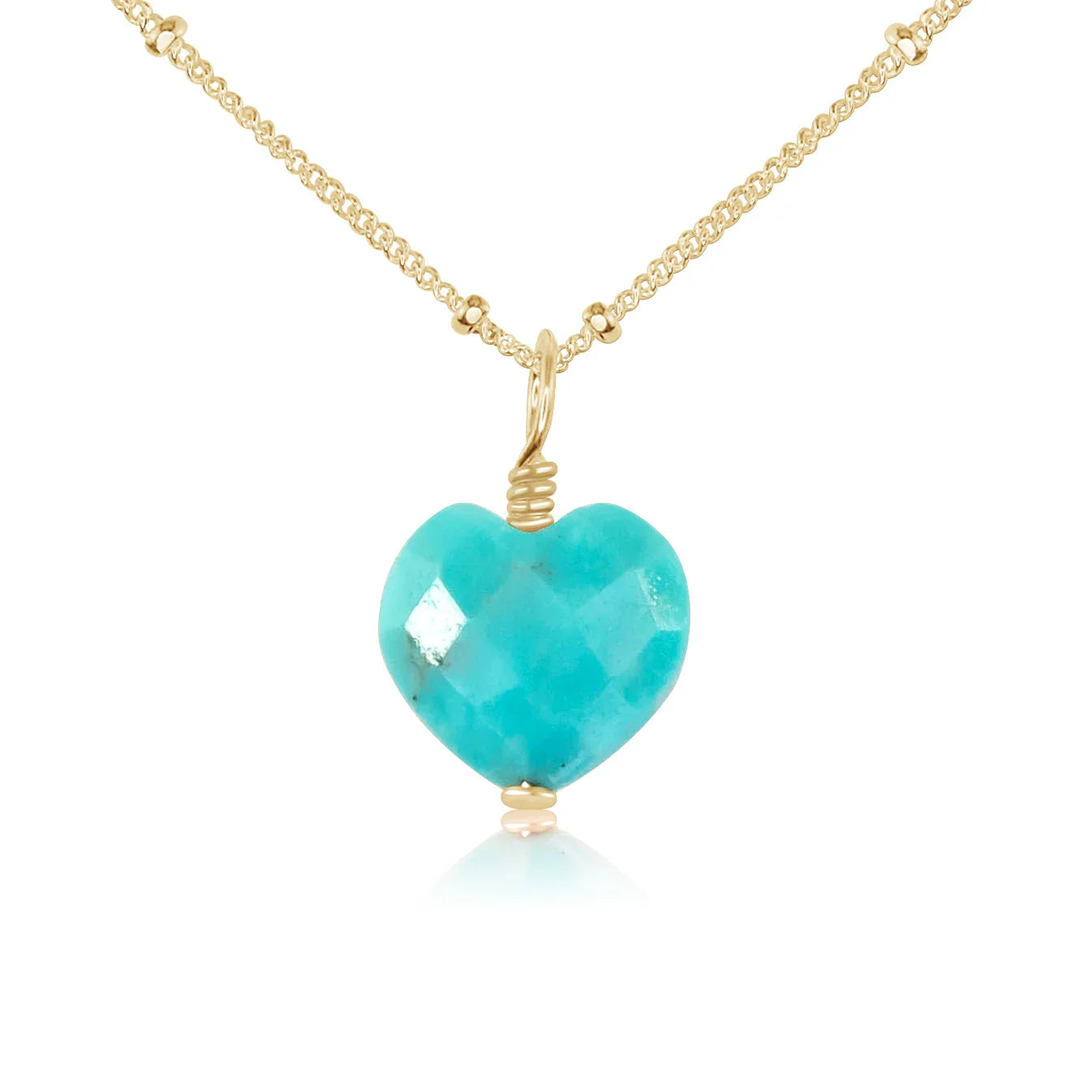 Turquoise Crystal Heart Pendant Necklace