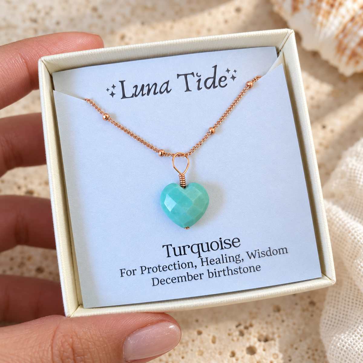 Turquoise Crystal Heart Pendant Necklace