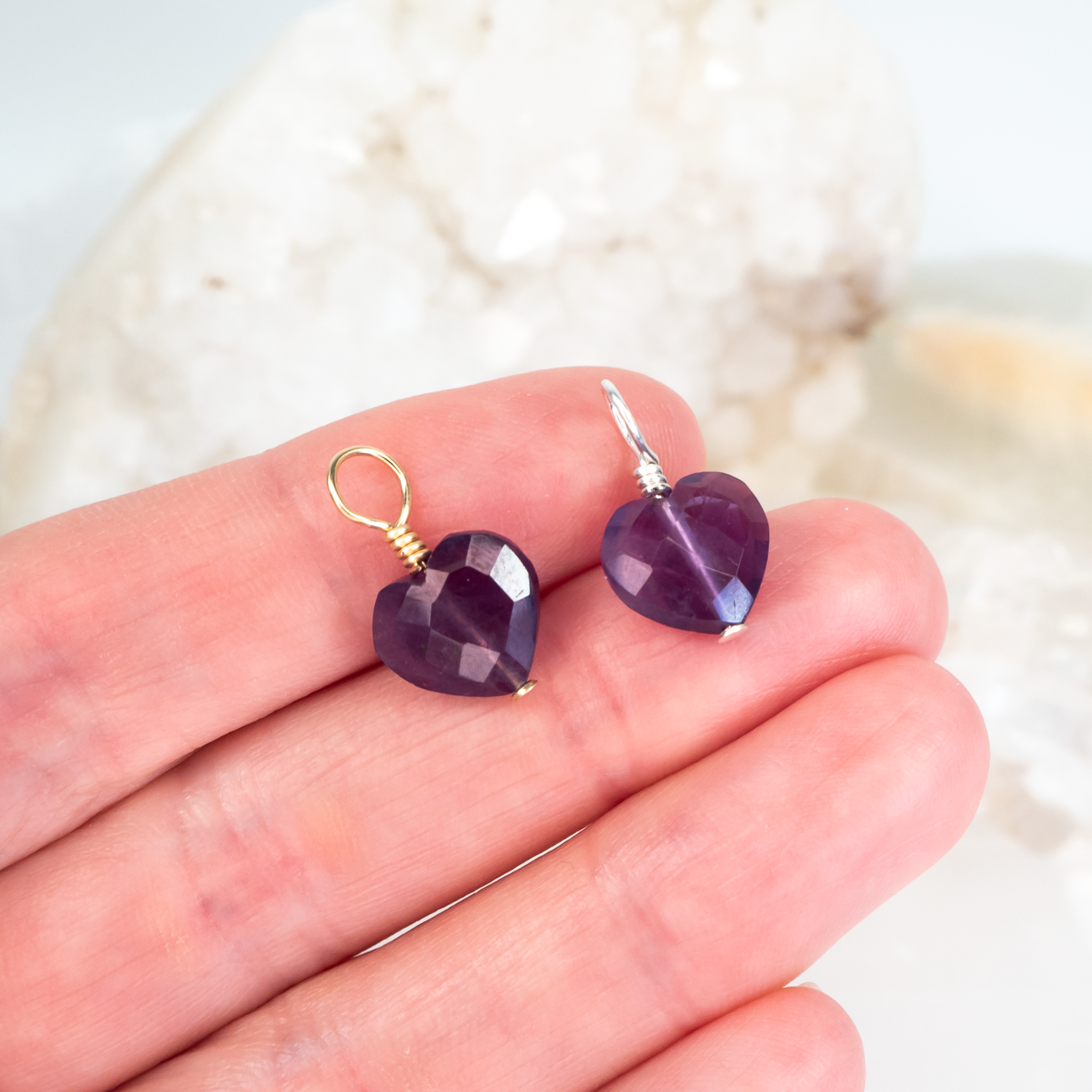 Amethyst Crystal Heart Pendant