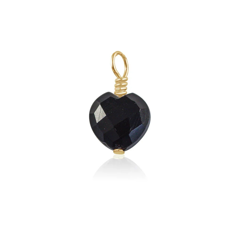 Black Onyx Crystal Heart Pendant - Black Onyx Crystal Heart Pendant - 14k Gold Fill - Luna Tide Handmade Crystal Jewellery