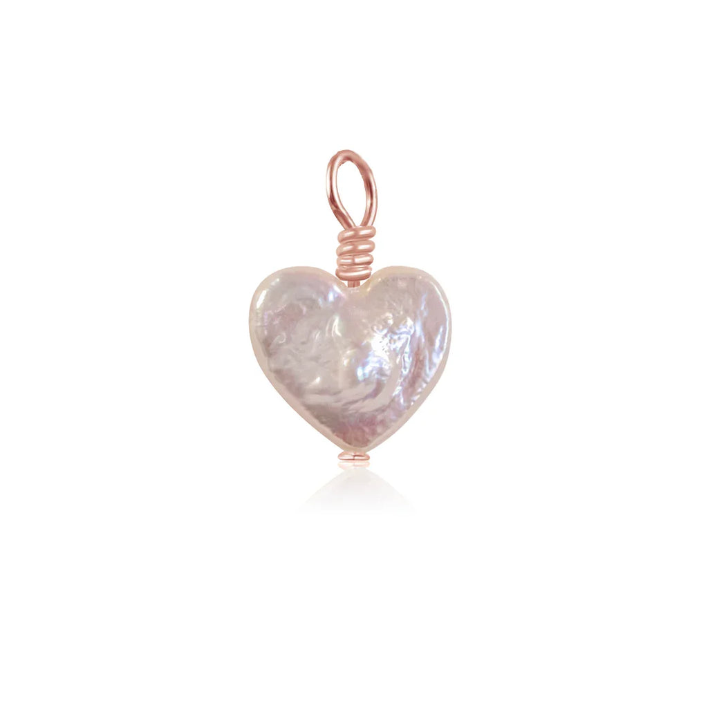 Freshwater Pearl Heart Pendant - Freshwater Pearl Heart Pendant - 14k Rose Gold Fill - Luna Tide Handmade Crystal Jewellery