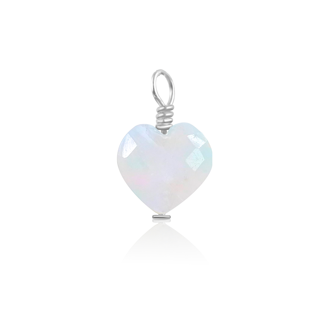 Rainbow Moonstone Crystal Heart Pendant