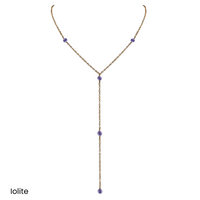 Bronze Dainty Crystal Lariat Necklace