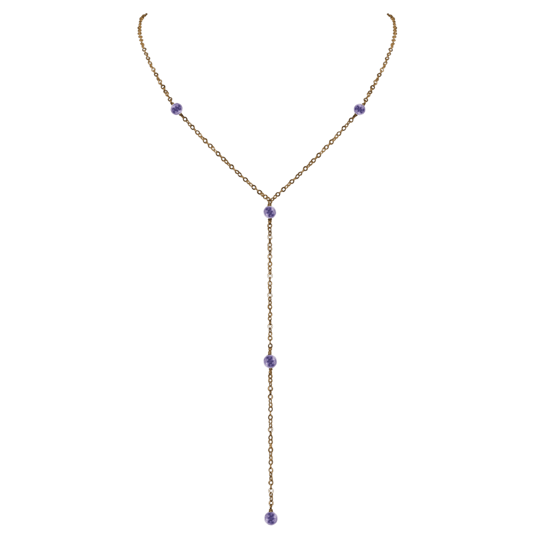 Bronze Iolite Dainty Crystal Lariat Necklace