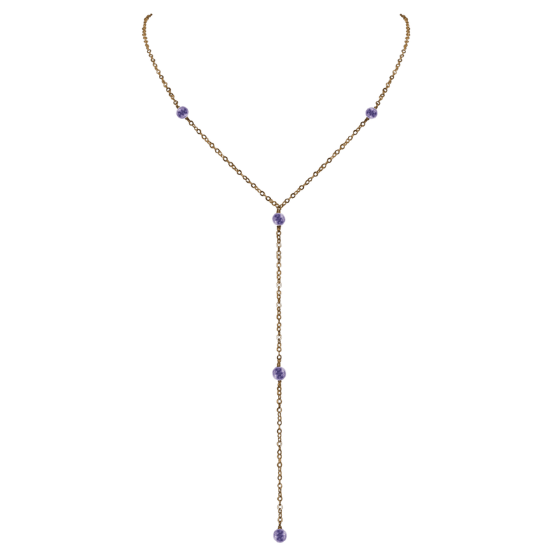 Bronze Iolite Dainty Crystal Lariat Necklace