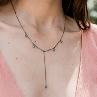 Bronze Kyanite Gemstone Bead Drop Lariat Y Necklace