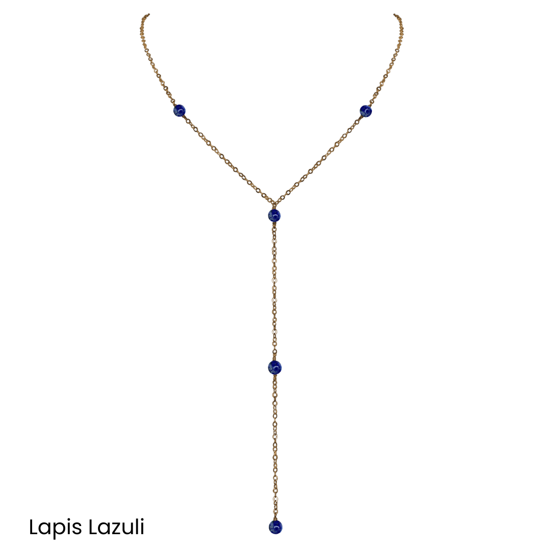 Bronze Dainty Crystal Lariat Necklace