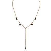 Bronze Lava Stone Gemstone Bead Drop Lariat Y Necklace