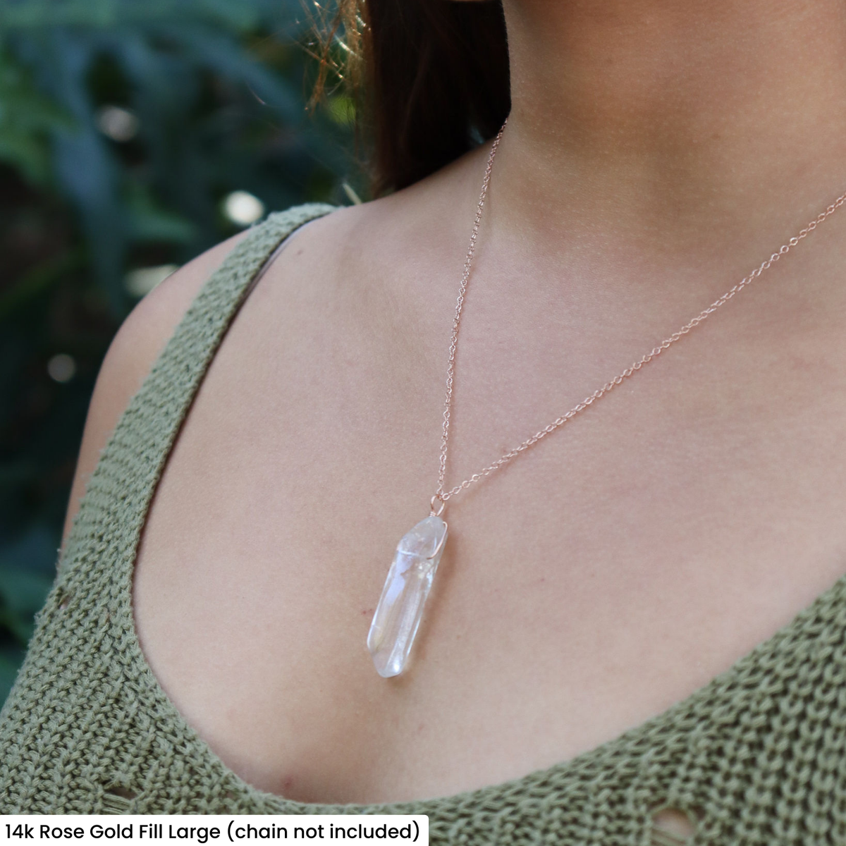 Raw Polished Natural Crystal Quartz Point Pendant