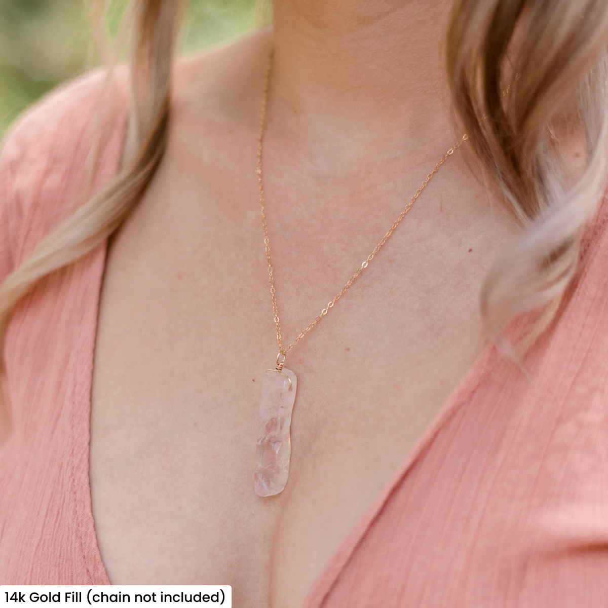 Polished Raw Natural Rose Quartz Crystal Slice Point Pendant