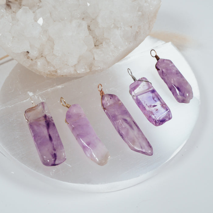 Polished Natural Amethyst Point Pendant