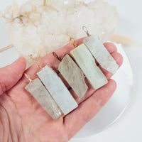 Raw Natural Aquamarine Crystal Slice Point Pendant