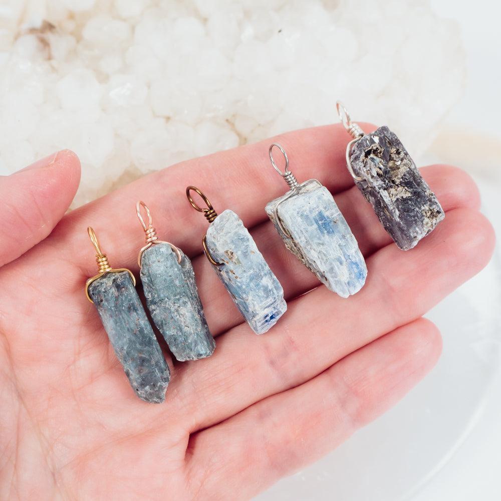 Raw Natural Blue Kyanite Crystal Point Pendant