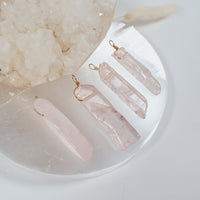 Polished Raw Natural Rose Quartz Crystal Slice Point Pendant