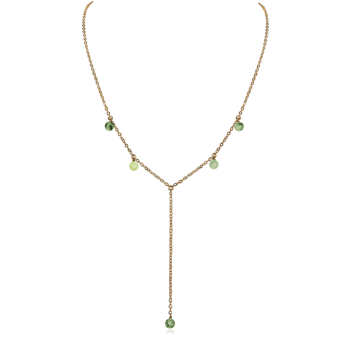 Bronze Prehnite Gemstone Bead Drop Lariat Y Necklace