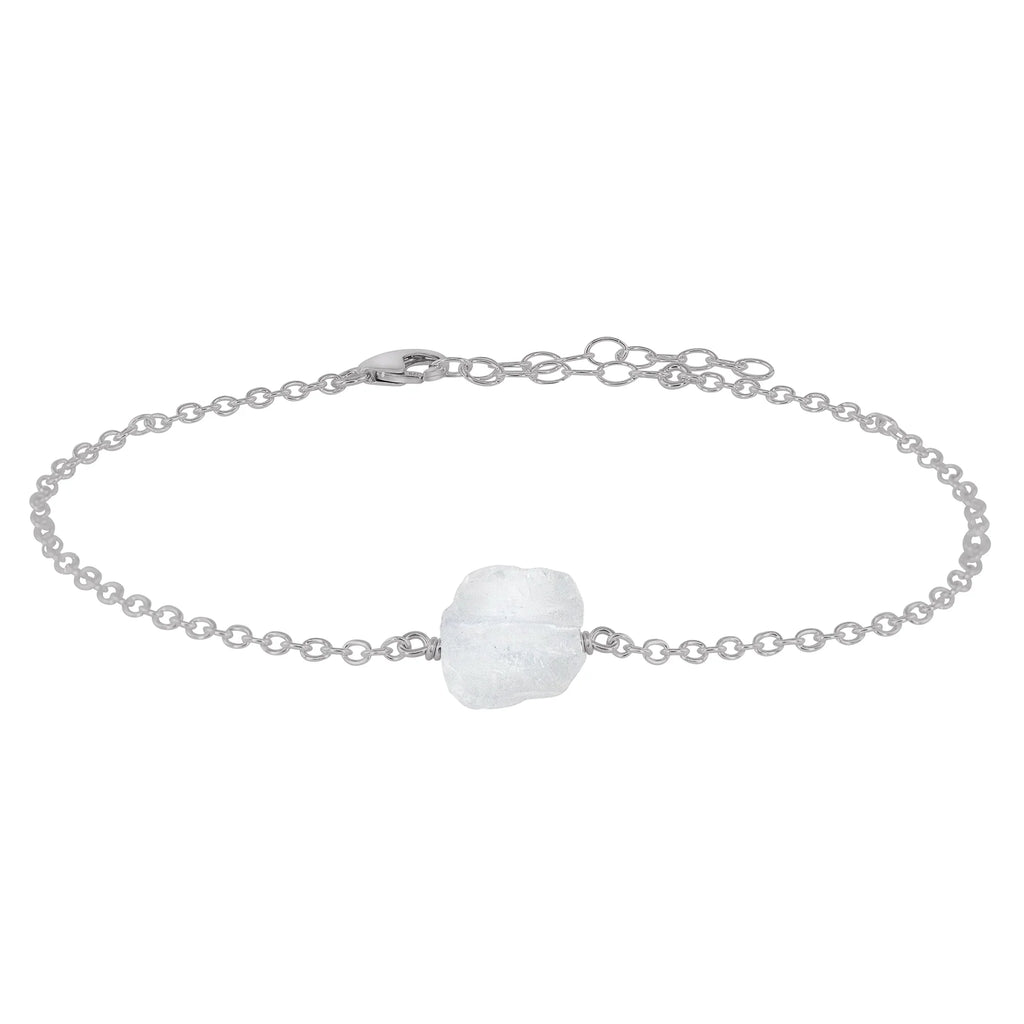 Raw Clear Quartz Crystal Nugget Anklet - Raw Clear Quartz Crystal Nugget Anklet - Stainless Steel - Luna Tide Handmade Crystal Jewellery