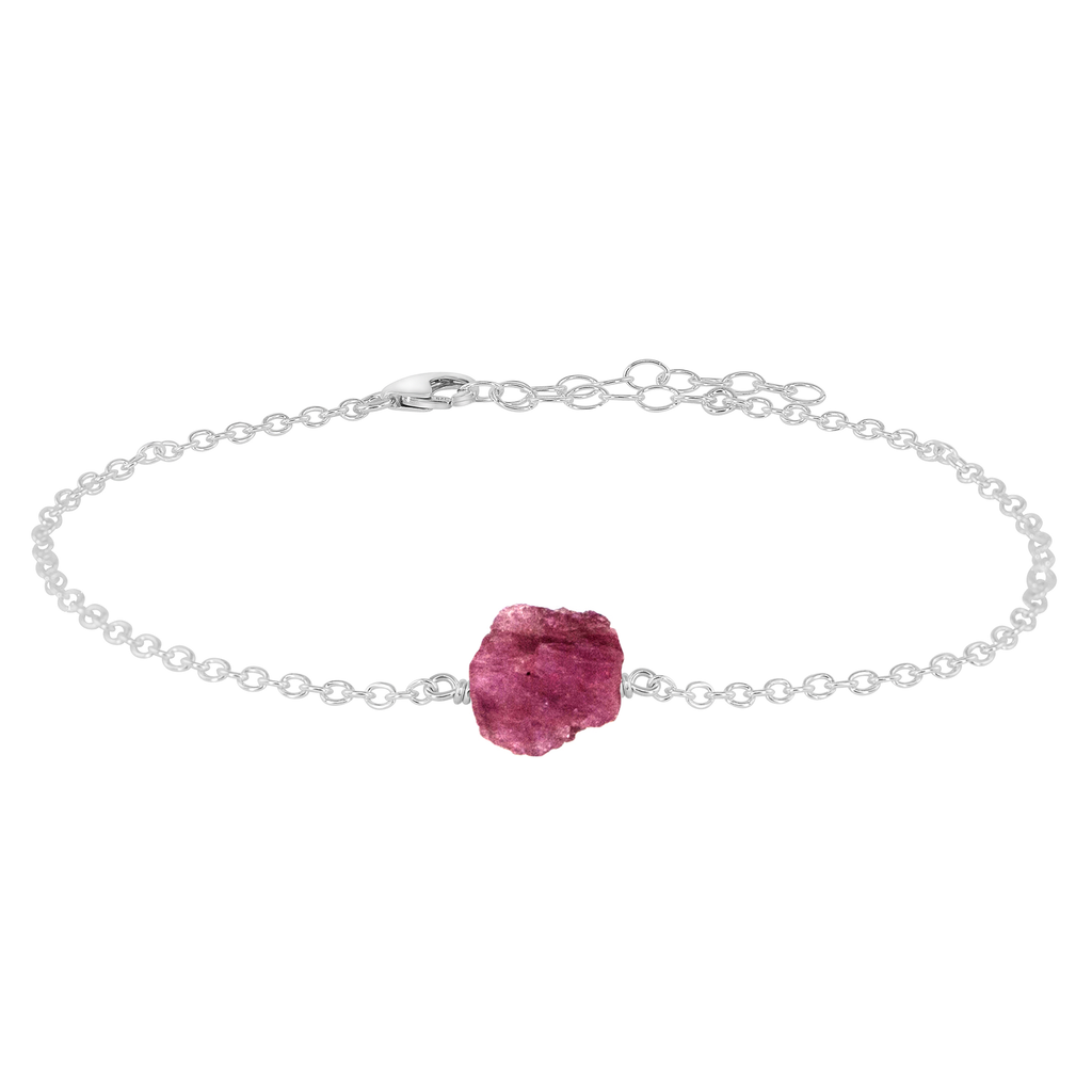 Raw Pink Tourmaline Crystal Nugget Anklet