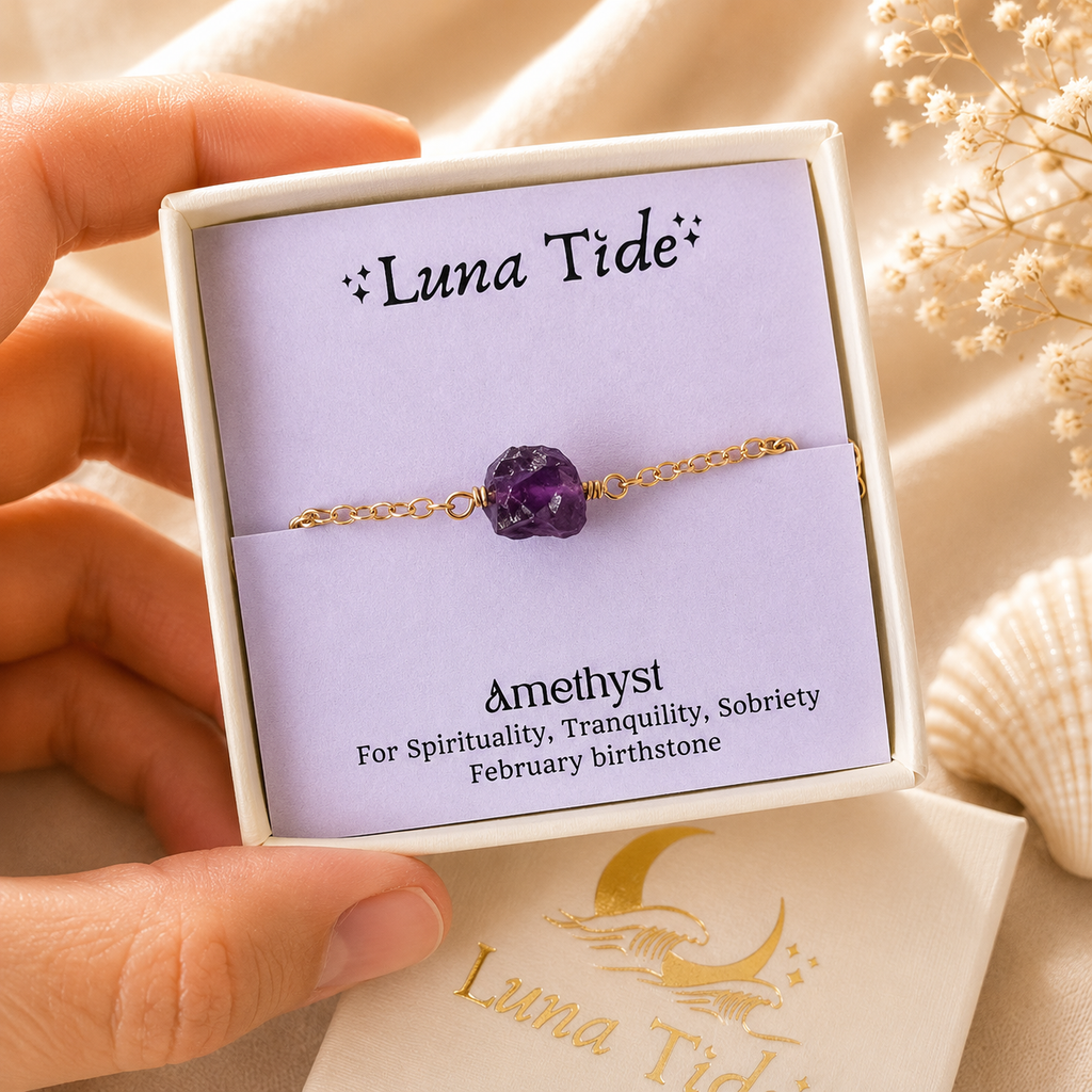 Raw Amethyst Crystal Nugget Bracelet