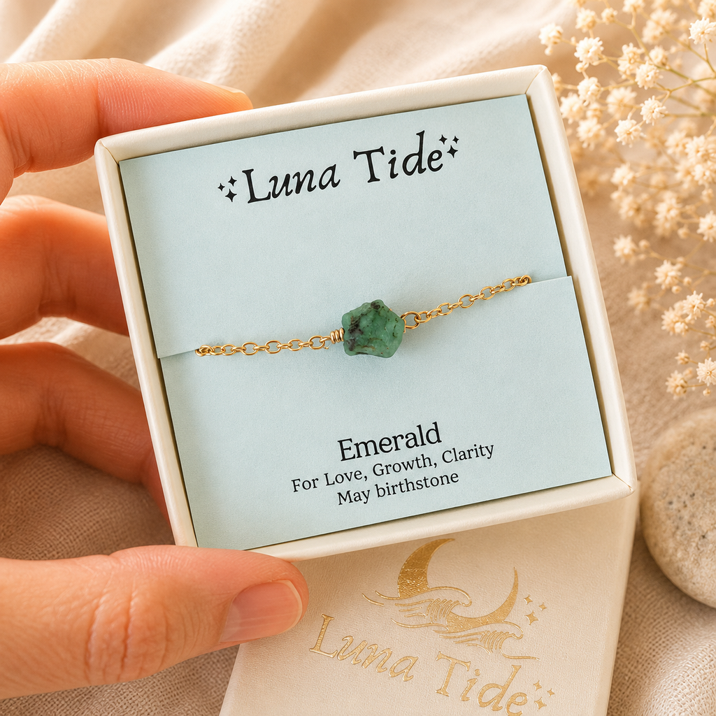 Raw Emerald Crystal Nugget Bracelet